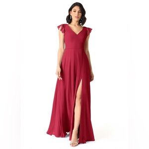 Azazie Claudine Elegant Bridesmaid Dress – Scarlet Burgundy, Size A18 (Plus)